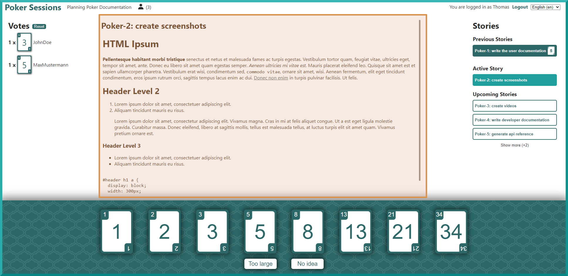 The component showing the title and the description of the currently active story.